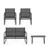 Salon de jardin moderne canapé 2 fauteuils table basse Bizzotto Gonzalo 