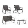 Salon de jardin moderne canapé 2 fauteuils table basse Bizzotto Gonzalo 