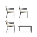 Salon de jardin 2 fauteuils canapé table basse beige Bizzotto Florida Offre