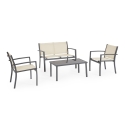 Salon de jardin 2 fauteuils canapé table basse beige Bizzotto Florida Promotion