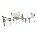 Salon de jardin 2 fauteuils canapé table basse beige Bizzotto Florida Promotion