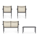 Salon de jardin 2 fauteuils canapé table basse beige Bizzotto Florida Remises