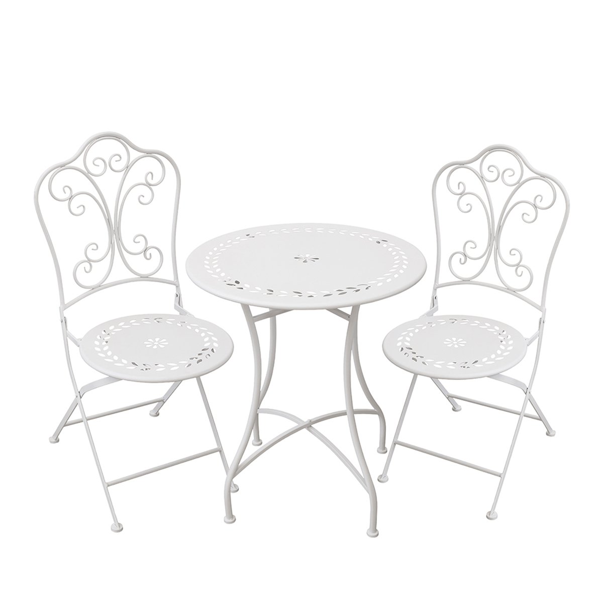 Ensemble table et 2 chaises d'extérieur en fer blanc Provence Breakfast Promotion Ensemble table et 2 chaises d'extérieur en fer blanc Provence Breakfast Promotion