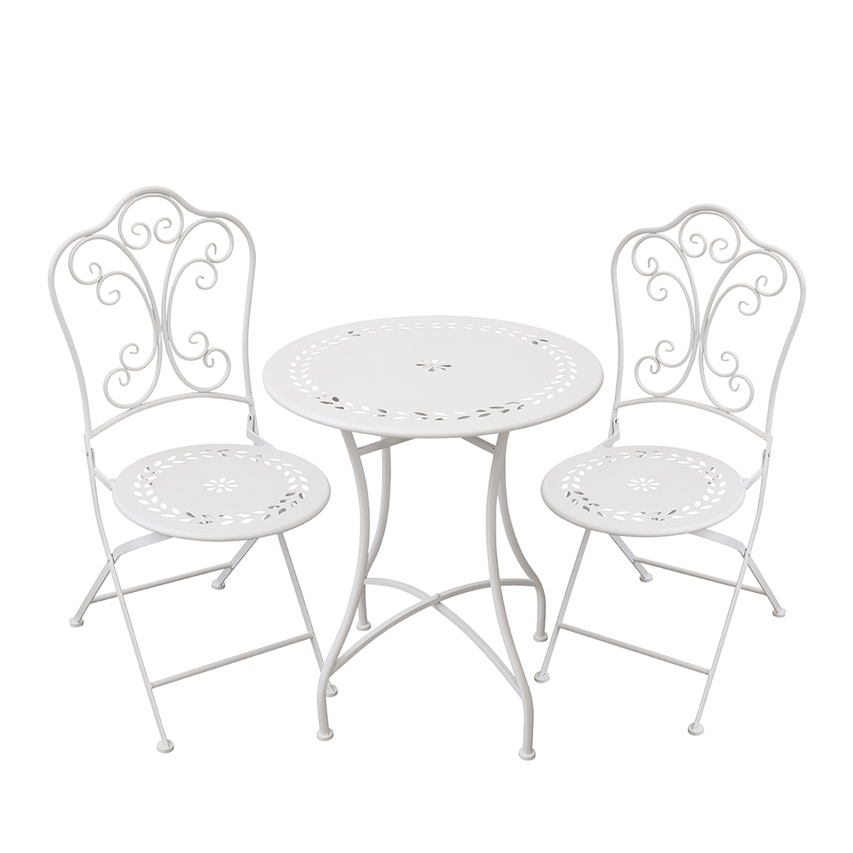 Ensemble table et 2 chaises d'extérieur en fer blanc Provence Breakfast