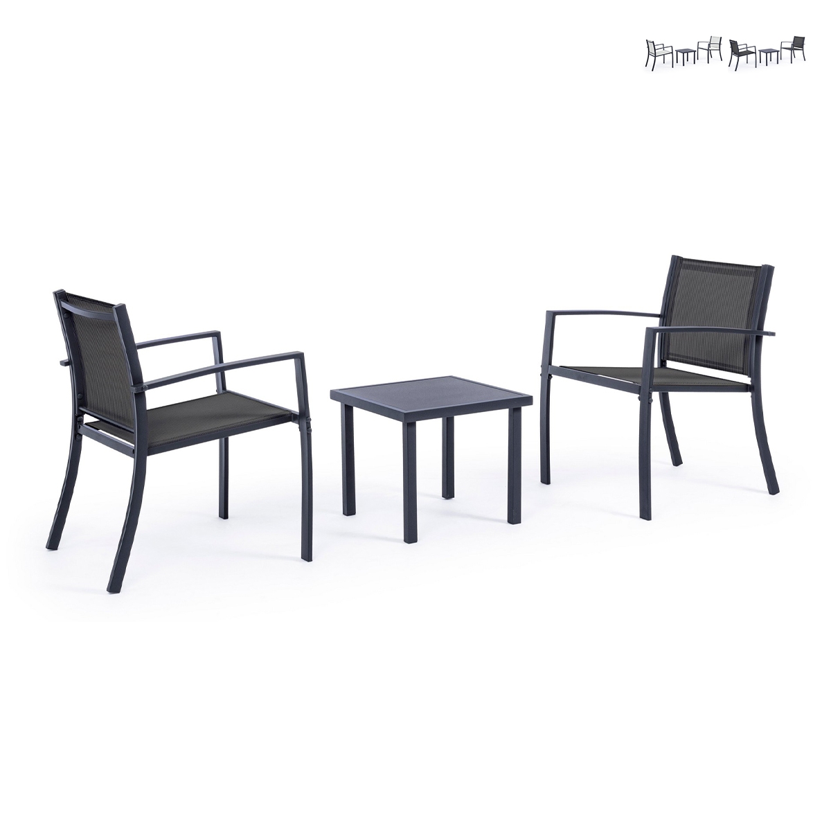 Salon de jardin 2 chaises modernes avec table 45x45cm Bizzotto Auri