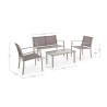 Salon de jardin canapé 2 chaises en textilène taupe et table Peder Vente