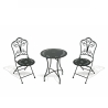 Ensemble table 2 chaises pliantes d'extérieur en fer noir Provence Breakfast Promotion