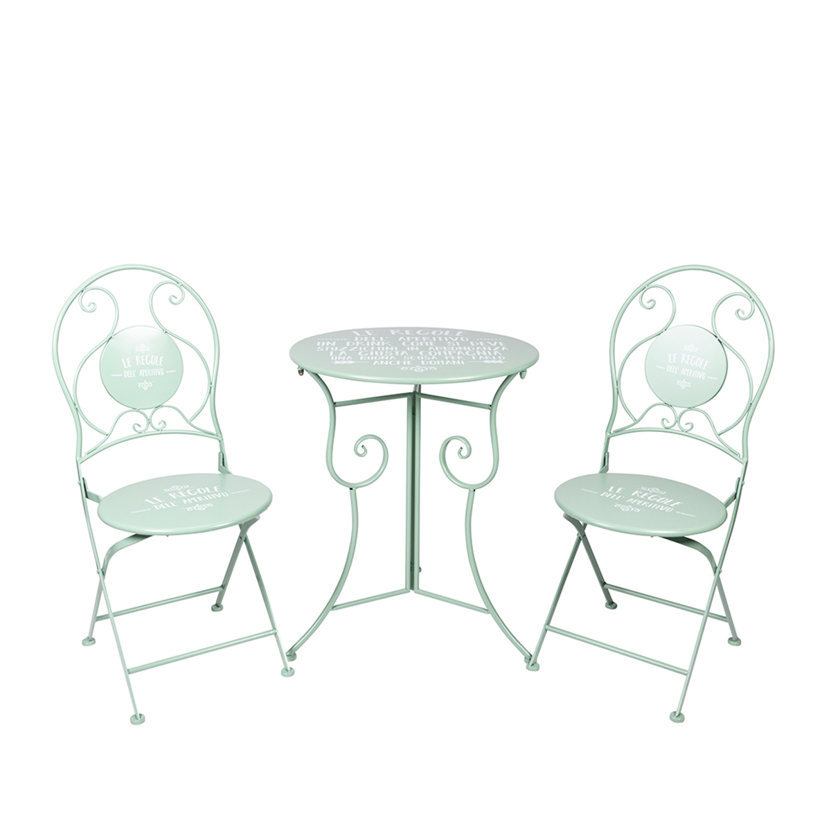 Ensemble table et 2 chaises pliantes d'extérieur vert Le Regole dell'Aperitivo