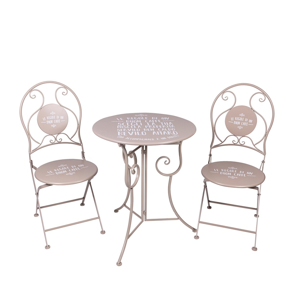 Ensemble table d'extérieur 2 chaises pliantes Le Regole di un Buon Caffè Promotion Ensemble table d'extérieur 2 chaises pliantes Le Regole di un Buon Caffè Promotion