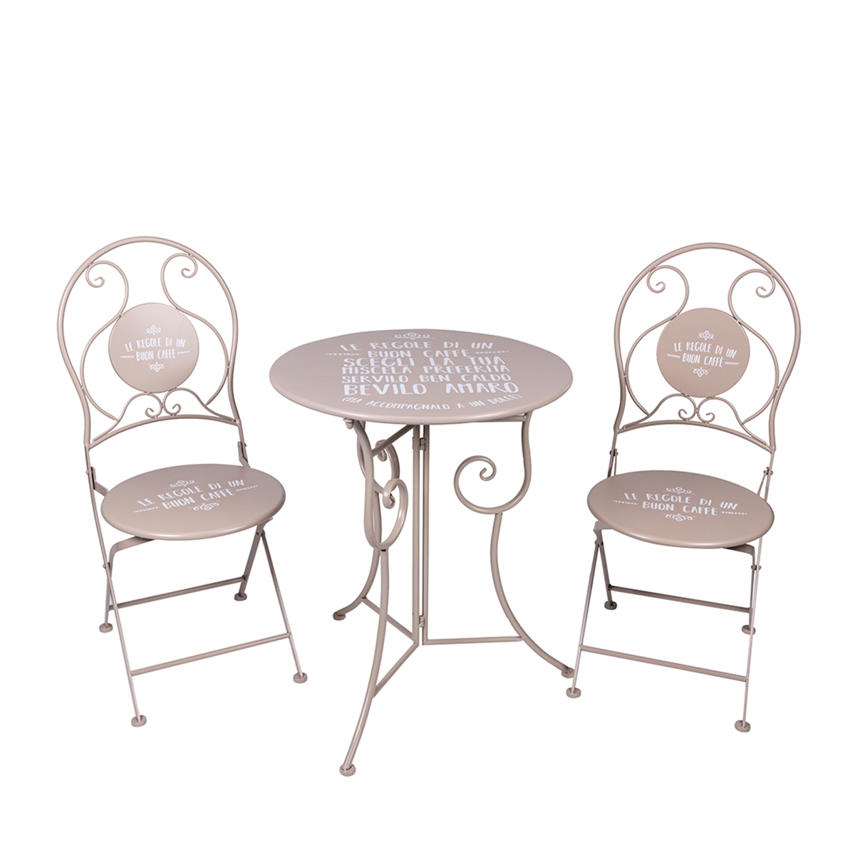 Ensemble table d'extérieur 2 chaises pliantes Le Regole di un Buon Caffè