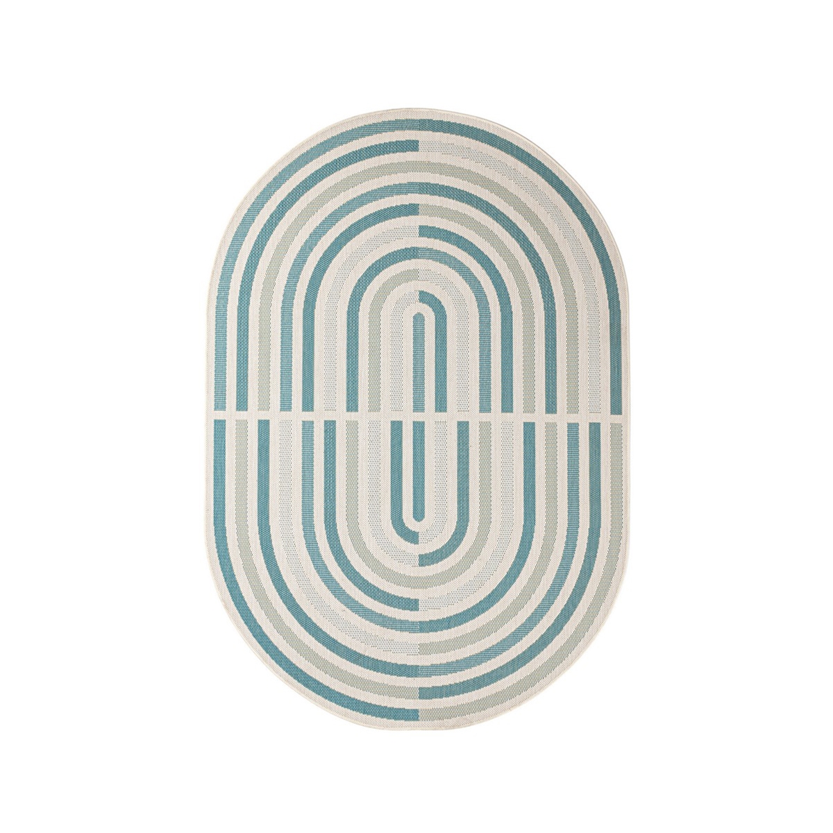 Tapis ovale intérieur extérieur vert bleu beige Bizzotto Nour