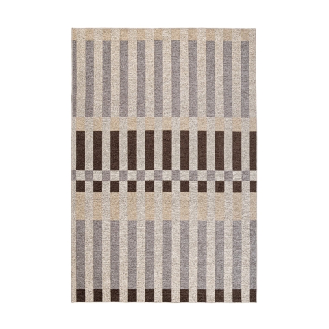 Tapis d'extérieur et d'intérieur en polyester gris marron beige Hada Promotion