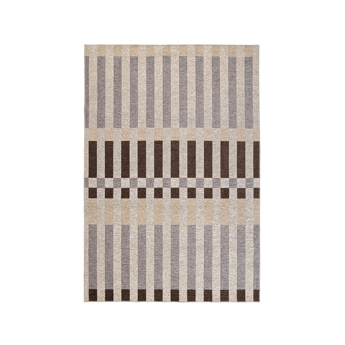 Tapis d'extérieur et d'intérieur en polyester gris marron beige Hada Vente