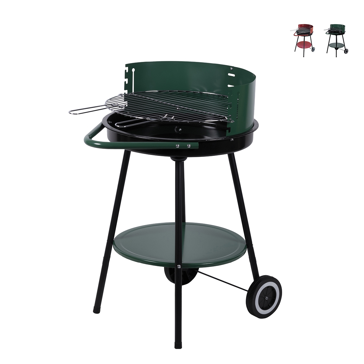 Barbecue au charbon de bois avec roues et grille ronde Ø 48 cm réglable Kivra