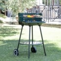 Barbecue au charbon de bois avec roues et grille ronde Ø 48 cm réglable Kivra Vente