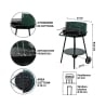 Barbecue au charbon de bois avec roues et grille ronde Ø 48 cm réglable Kivra Dimensions