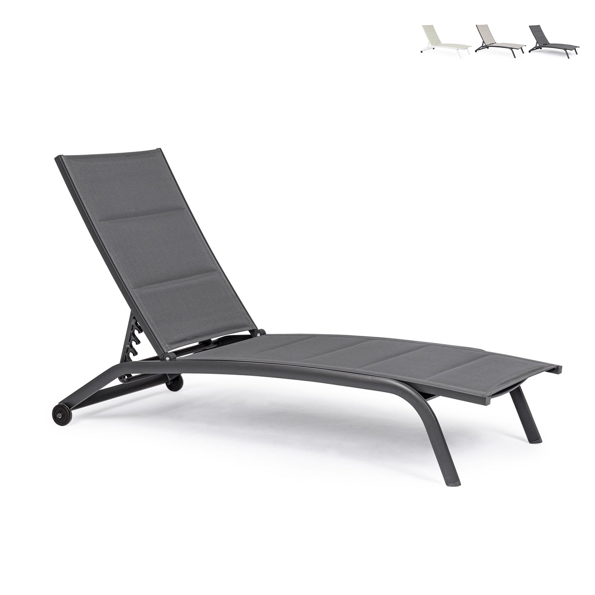 Chaise longue de jardin inclinable avec roues Cleopas