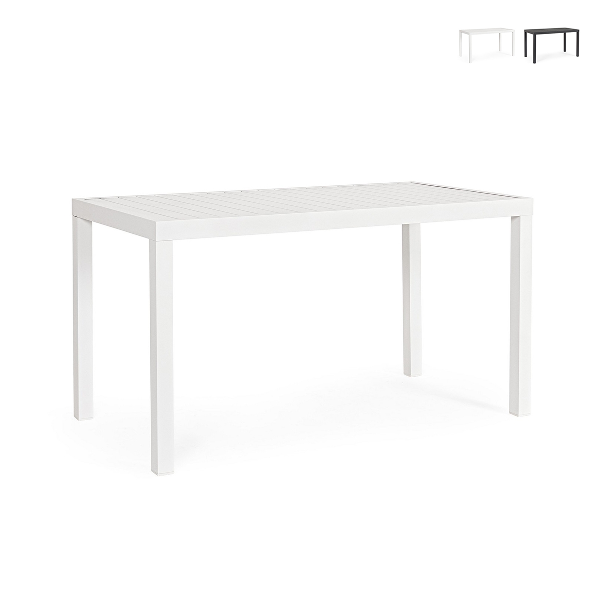 Table d'extérieur moderne rectangulaire 130x68cm en aluminium Bizzotto Hilde