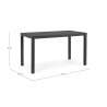 Table d'extérieur moderne rectangulaire 130x68cm en aluminium Bizzotto Hilde 