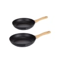 Ensemble de 2 poêles en aluminium antiadhésives noires avec manche en bois Fuji Promotion