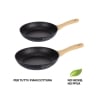 Ensemble de 2 poêles en aluminium antiadhésives noires avec manche en bois Fuji Offre