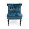 Fauteuil de salon style vintage effet velours avec 2 roulettes Vesta 