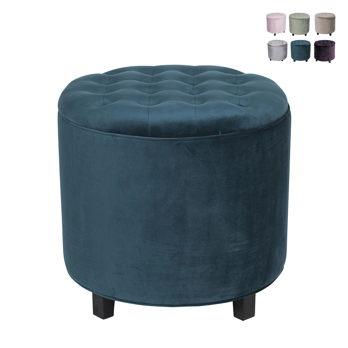 Pouf rond vintage multi-usage avec rangement Kursa