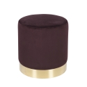 Pouf cylindrique design effet velours avec bande dorée Ostara Prix