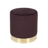 Pouf cylindrique design effet velours avec bande dorée Ostara Prix