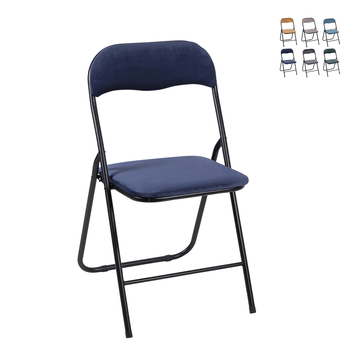 Ensemble de 6 chaises pliantes avec assise rembourrée effet velours Pexis