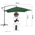 Parasol de jardin 3x3m à bras latéral Kios 