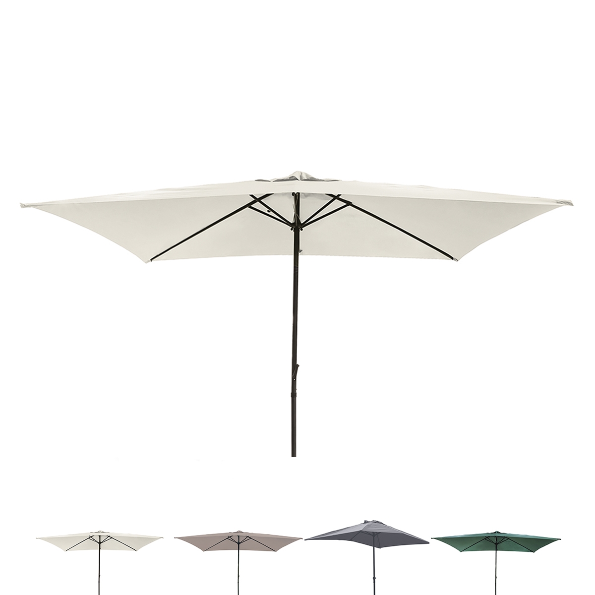 Parasol de jardin 3x2 à mât central avec manivelle Cuba