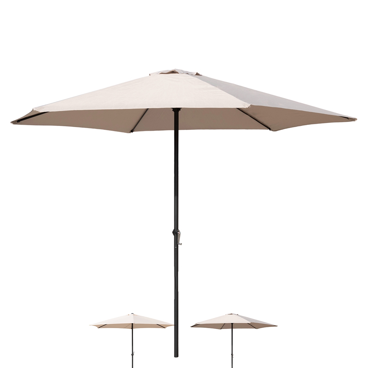 Parasol de jardin rond 3m à mât central Cuba