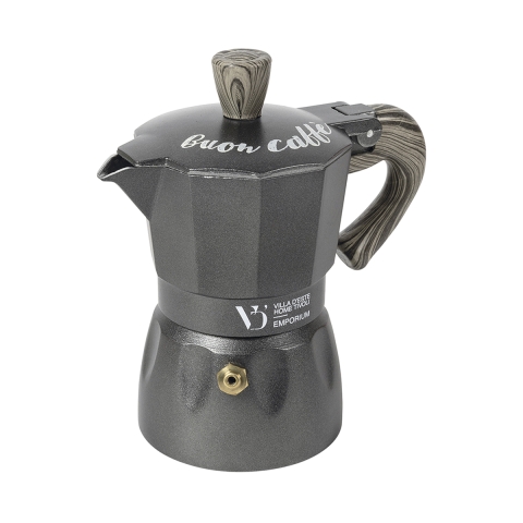 Cafetière 2 tasses en alliage d'aluminium avec poignée effet bois Buon Caffè Promotion