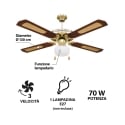 Ventilateur de plafond 4 pales avec lumière et fonction réversible 70W Windy Offre