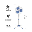 Ventilateur sur pied, base croisée 3 vitesses 45 W 133 cm ArticFresh Achat