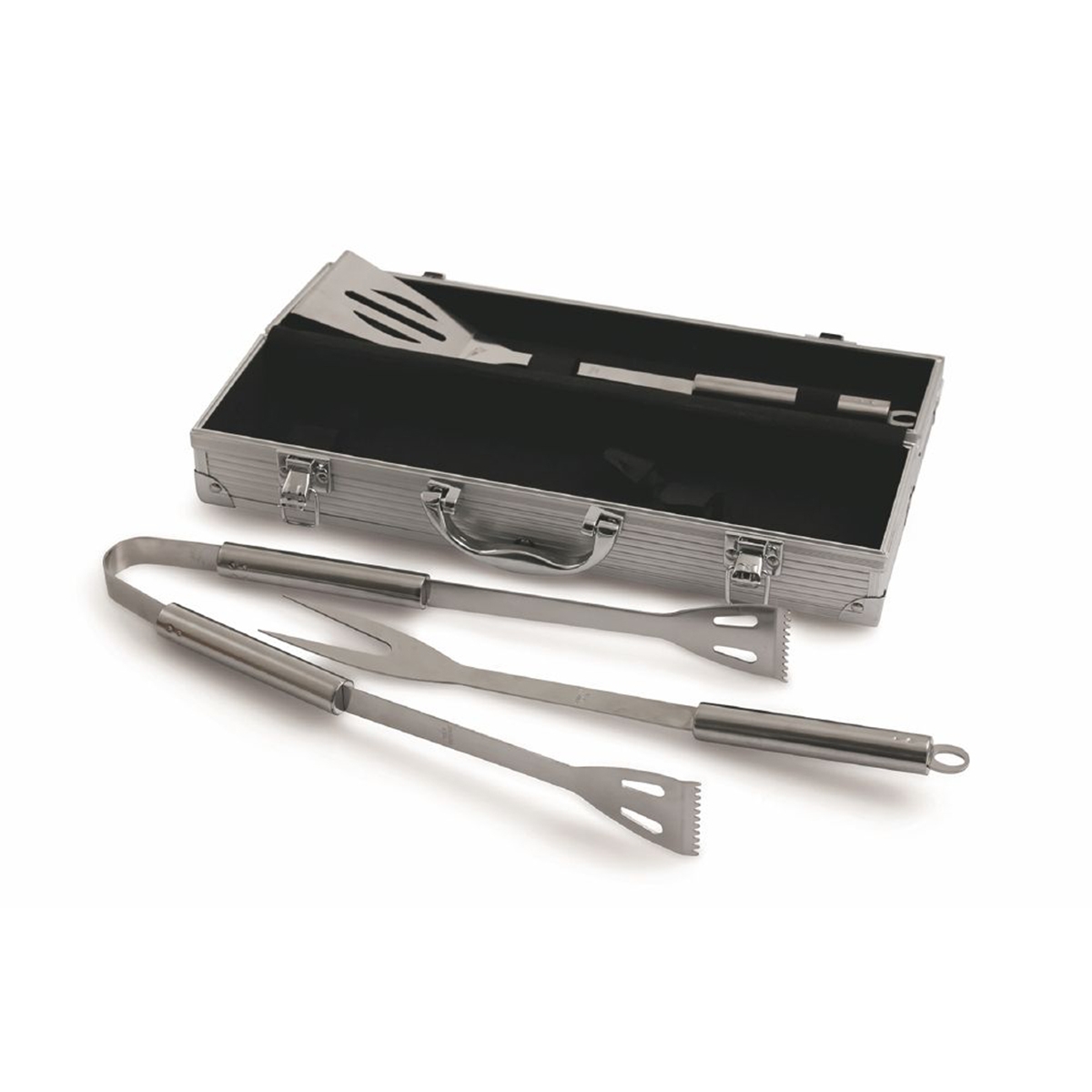 Coffret de 3 ustensiles en acier inoxydable pour barbecue avec mallette Nira