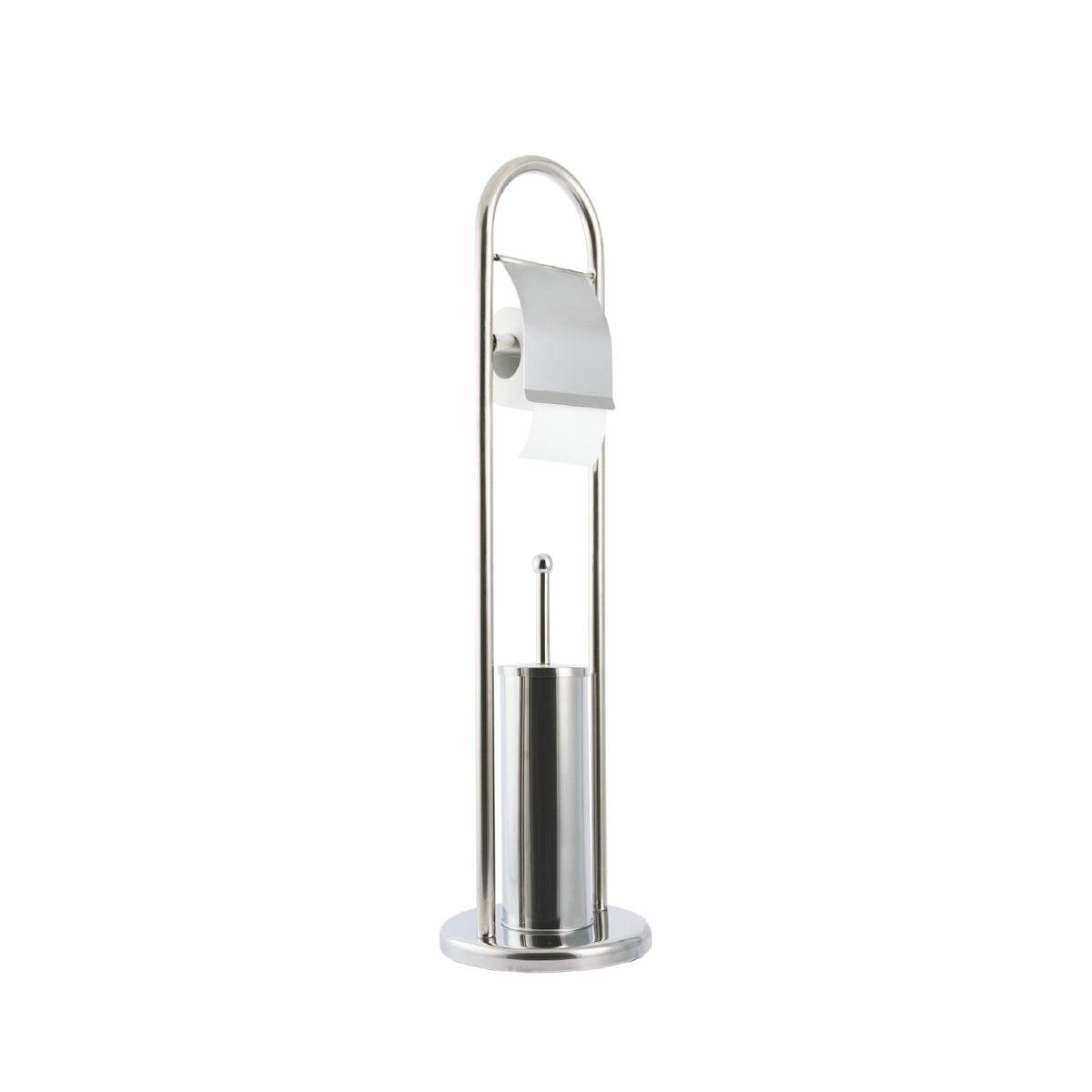 Porte-brosse et porte-rouleau en métal sur pied Avela pour salle de bains Promotion Porte-brosse et porte-rouleau en métal sur pied Avela pour salle de bains Promotion
