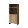 Bibliothèque murale en bois 3 étagères 2 portes 80x34x172cm Aneka Promotion