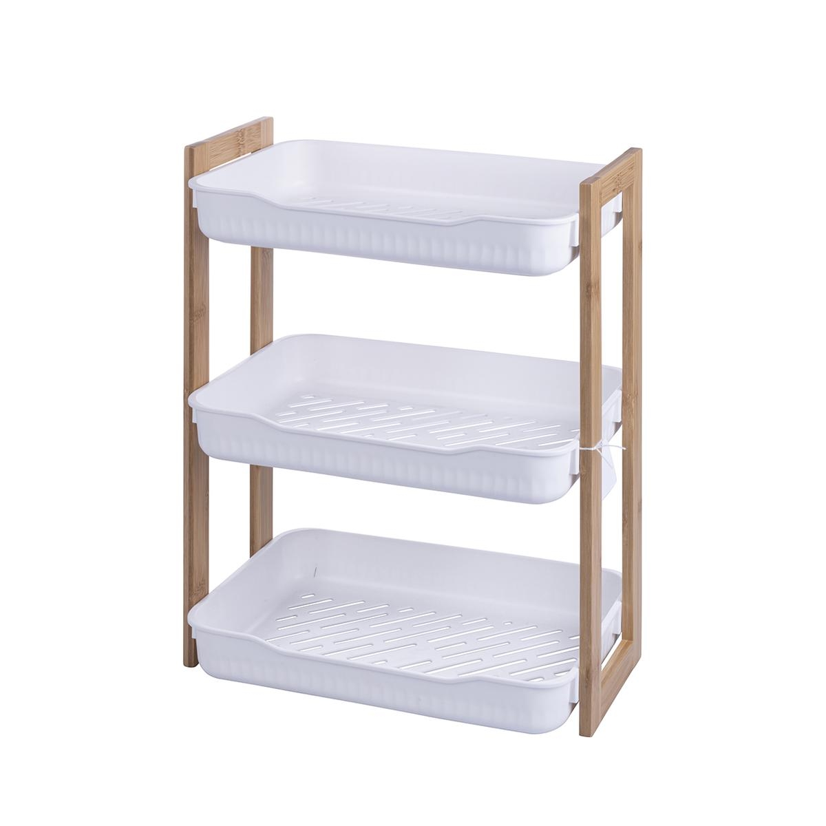 Étagère mobile 3 niveaux en bois et plastique 35x20,5x45 cm Senia