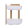 Étagère d'angle de douche en bois 2 étagères plastique 23x23x27cm Aliva Vente