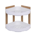 Étagère d'angle de douche en bois 2 étagères plastique 23x23x27cm Aliva Promotion