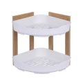 Étagère d'angle de douche en bois 2 étagères plastique 23x23x27cm Aliva Promotion