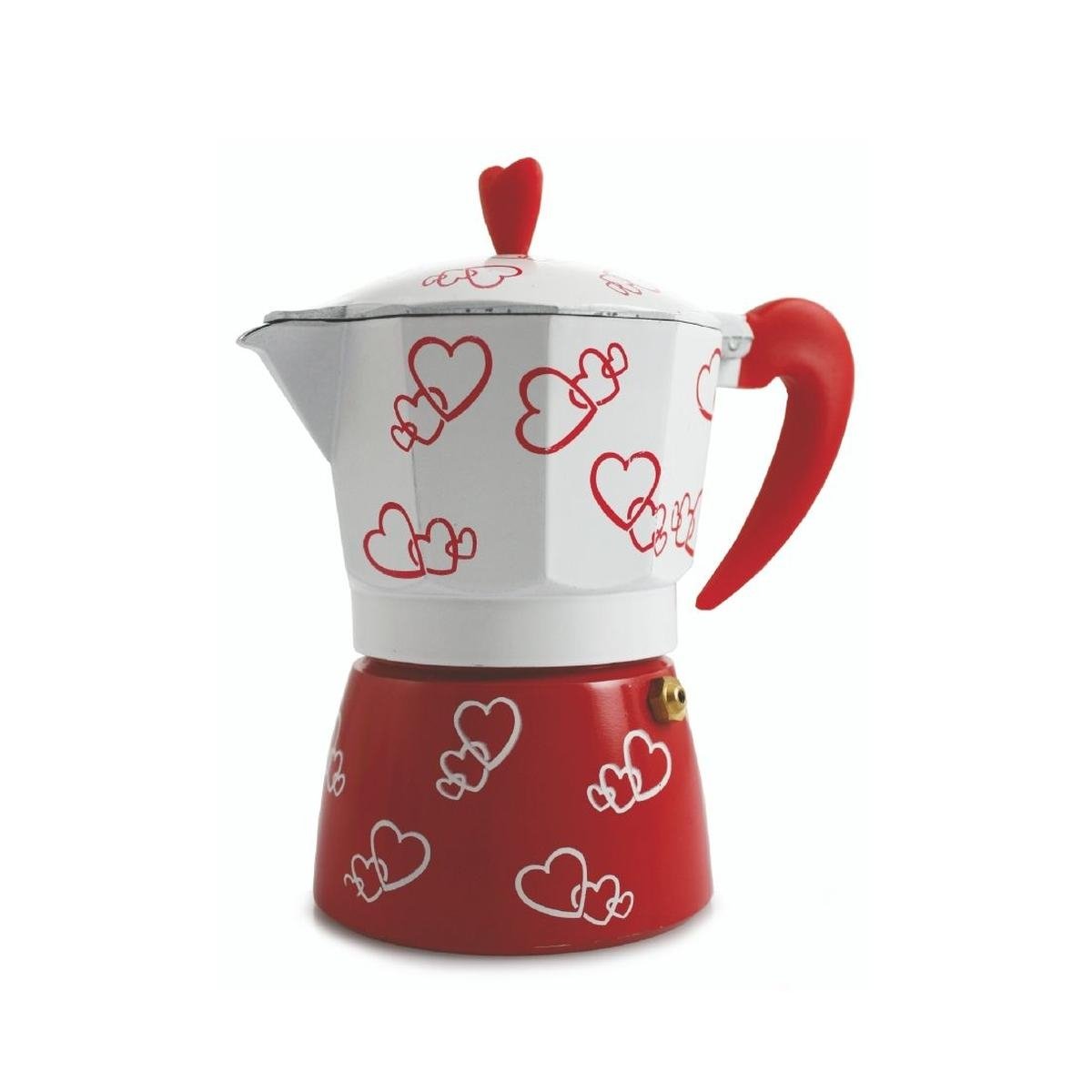 Cafetière moka traditionnelle 1 tasse en aluminium décorée Cuore Promotion Cafetière moka traditionnelle 1 tasse en aluminium décorée Cuore Promotion
