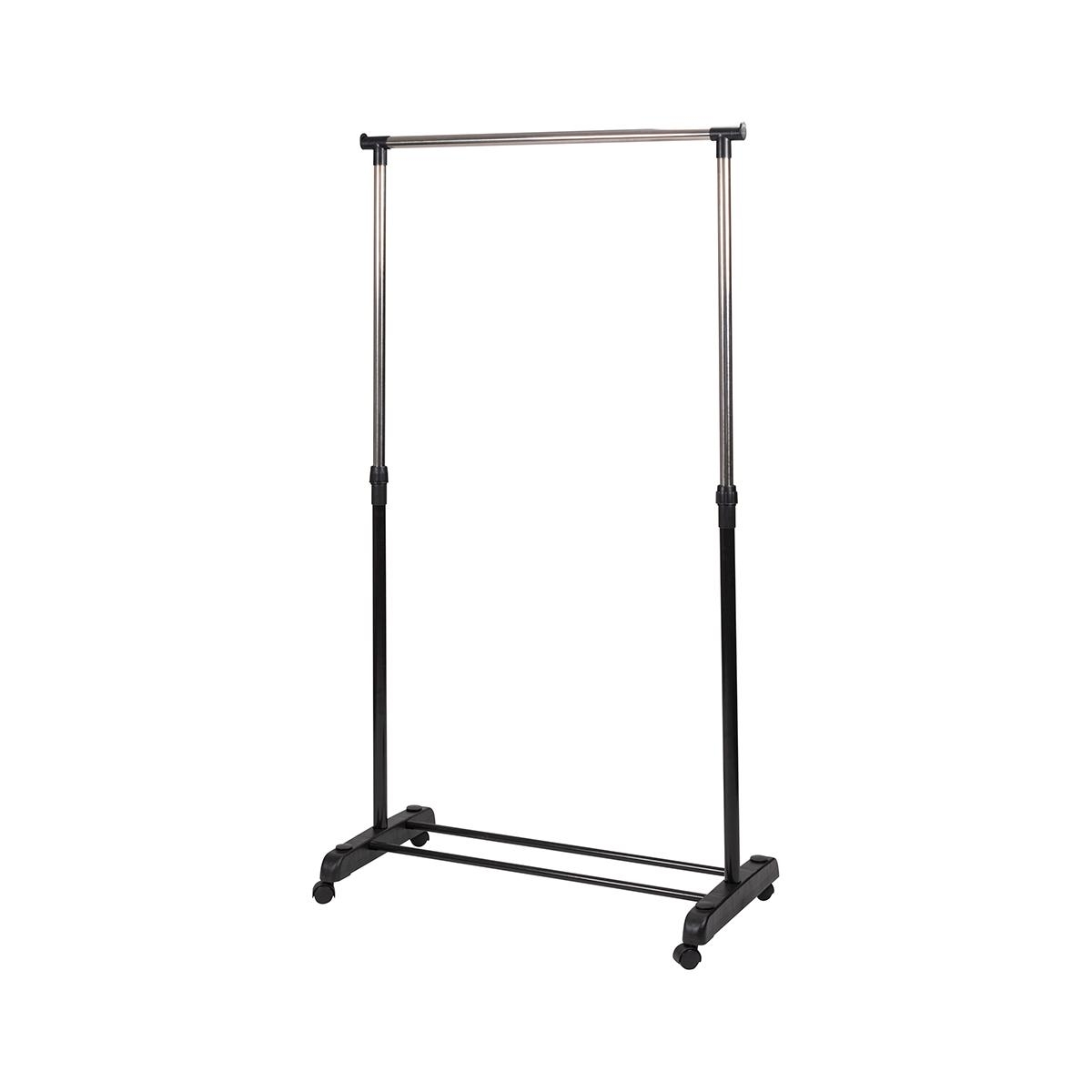 Portemanteau en métal sur roulettes 2 barres porte-chaussures 88x42,5cm Zulea