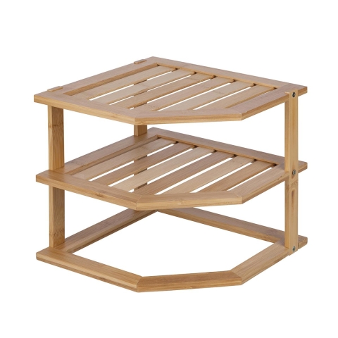 Étagère d'angle de cuisine 3 niveaux en bois 25x25x23cm Tolvak Promotion