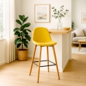 Tabouret de bar haut cuisine style nordique en tissu avec dossier Shona Vente