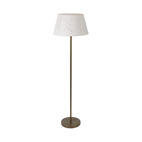 Lampe sur pied en métal satiné abat-jour blanc Kirosh Promotion