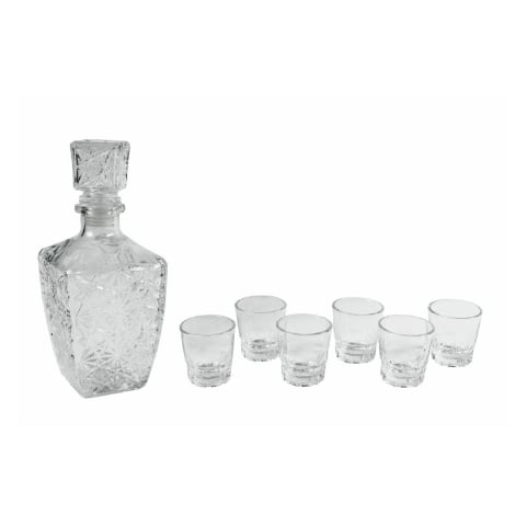 Ensemble bouteille en verre pour liqueur + 6 verres Diamante Promotion