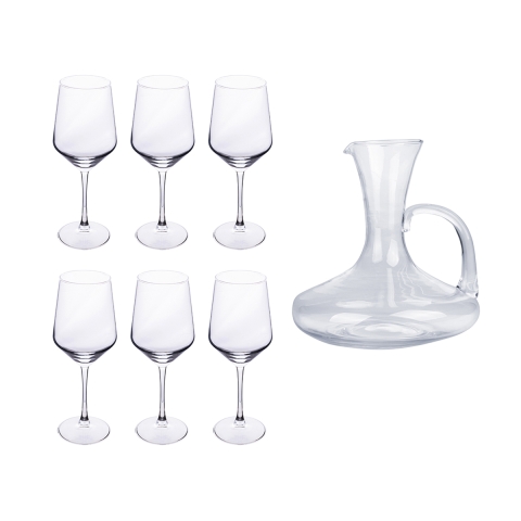 Coffret dégustation vin 6 verres + carafe en verre Royal Set Promotion